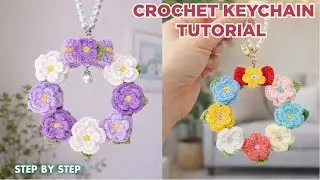 Crochet Keychain Tutorial 🌸 Easy Floral Ring | Cute Crochet Ideas Step by Step