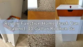 Review Function Home Trash Can Cabinet, 13 Gallon Kitchen Garbage Can, Wooden Recycling Trash Bin, F
