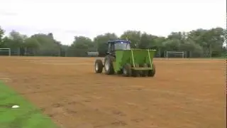 Football pitch maintanance - how to do sand spreading.
