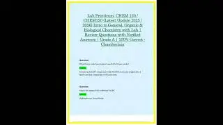 Lab Practicum CHEM 120  CHEM120 Latest Update 2025  2026 Intro to General Organic  Biological Chemis