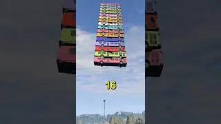 Mixed Rainbow Colors Cars & Buses Fall Crash #2 -BeamNG.Drive #beamngdrive