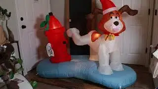 Повторный обзор надувной фигурки собаки Gemmy Christmas Airblown высотой 1,5 метра с пожарным гид...