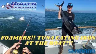 Рыбалка на MONSTER SOCAL BLUEFIN TUNA FOAMERS на 3/4-дневной лодке United Composites 10E 10ft Jigstick!