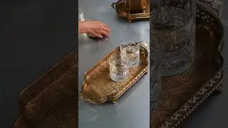 Gold Brass Etched Tray