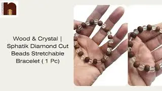 Wood & Crystal | Sphatik Diamond Cut Beads Stretchable Bracelet (8 MM) ( 1 Pc)