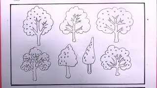 Drawing Different tree Easy/How To Draw Different Tree/Tree Drawing Easy