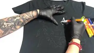 Magazinul Elibrys elibrys.ro Testing Molotow One4All markers Green Monster Halloween on black Tshirt