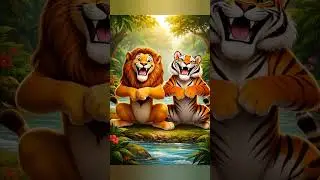 lion tiger funny dance #tiger #trending #viral #dance #music #ytshorts #lion #funnyanimal #reels