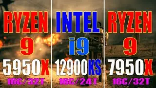 RYZEN 9 5950X vs INTEL i9 12900KS vs RYZEN 9 7950X || PC GAMES TEST ||