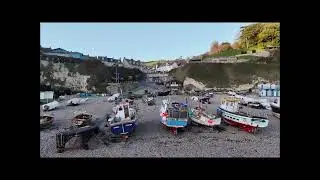 Beer beach and village in Devon, drone view