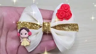 belle inspired hair bow tutorial,Disney hair bow diy