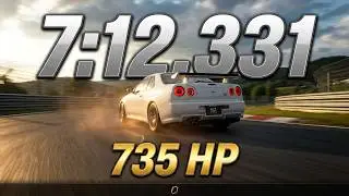 GT7 Nurburgring Run Time 7:12.331 in a R34 GT-R V-Spec II Nur '02 735 HP 2 Laps!