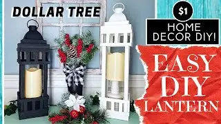 DOLLAR TREE DIY Lantern | Year Round Home Decor | Tall Design & Decorative Trim | New 2020 Design!