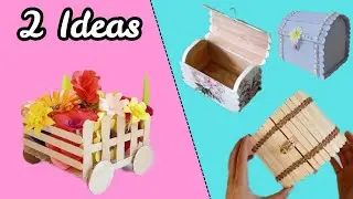 2 popsicle stick crafts✨ | diy jewelry box + mini cart | best out of waste ideas