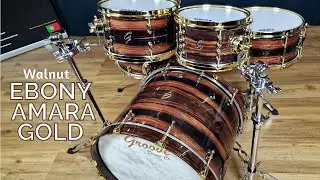 Groove Drum Co. Amara Ebony Walnut Drums 22,10,12,16+14