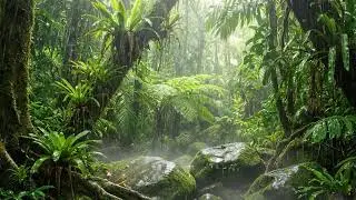 Tranquil Rain In A Lush Forest Environment With Gentle Thunder And Serenity Mood