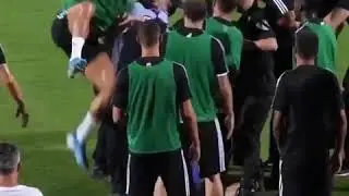 Cristiano Ronaldo play hits a police officer during a Juventus training session in Singapore😂