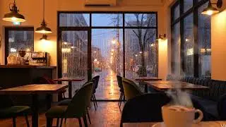 Rain Sounds at Coffee Shop | White Noise Ambience for Studying, Focus