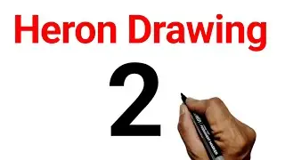 How to draw  a Heron from 2 numbers l How to Draw Heron l Heron drawing easy l Bird Drawing l