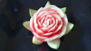 Beautiful Carving Watermelon In Rose Flower - Art Of Fruit Decoration