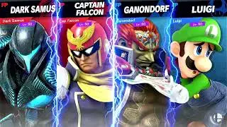 Super Smash Bros Ultimate Amiibo Fights Request Dark Samus & Captain Falcon v Ganondorf & Luigi
