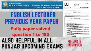 ENGLISH LECTURER Previous year paper Conducted by Punjab School 'Edu. Department