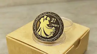 21st Wedding Anniversary Brass Coin &ndash; Personalized Gift for Couples