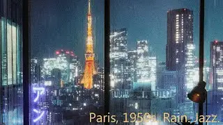 Muffled Jazz Playing in a Soft Paris Apartment at Night | 1950s Ambience for Sleep & Study