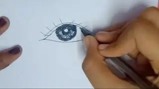realistic eye in black pen|realistic eye drawing| vcreations