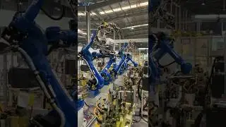 🤖Yaskawa robots are used for automated handling and spot welding of automotive parts.