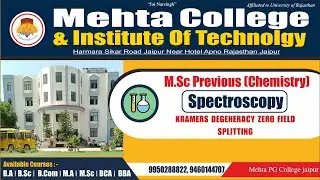 MSC PRE CHEMISTRY   SPECTROSCOPY  - KRAMERS DEGENERACY ZERO FIELD SPLITTING