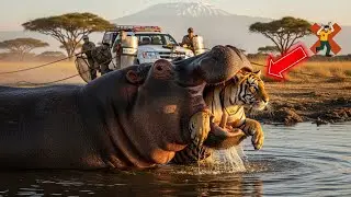 SHOCKING! 😱 Military Rescue Team Saves Pregnant Tiger from GIANT Hippo Attack