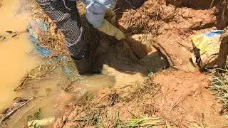 Awesome!! Unclogging Culvert Drain Cleanup Debris In Drain Water