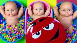 Full of 3 Rainbow BathTubs Candy with M&M's & Magic Slime Cutting Video