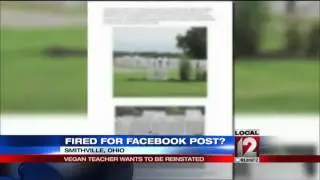 Vegan teacher claims he was fired because of a Facebook post