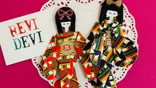 Prakarya Jepang Washi Ningyou - Membuat boneka kimono dari kertas - tutorial untuk pemula