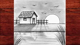 Easy Sunset Landscape Drawing &ndash; Relaxing Pencil Shading Tutorial