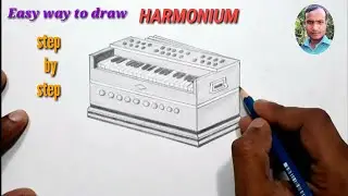 Easy way to draw harmonium step by step