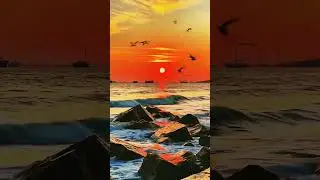 sea kisses the sunset🌅#sunandsea#sunsetvibes#goldenwaves#youtubeshorts