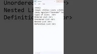 Types of Lists in HTML  #coding #html #basic #lists #listsinhtml