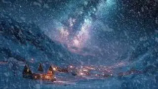 Snowy Mountain Village Under the Milky Way 🌌 Starry Night Ambience for Deep Sleep and Relaxation