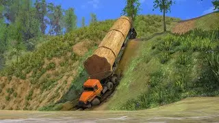 Logging Truck Forced to Go Down Extreme Road