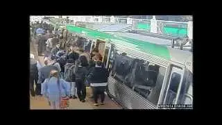 Australian Passengers rescue man at train platform station