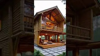 This log home is built with bamboo! #loghome #dreamhome