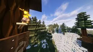 Minecraft Winter Mountains: Snowfall, Torchlight, Sunny Day & Magical Sunset &ndash; Relaxing 4K