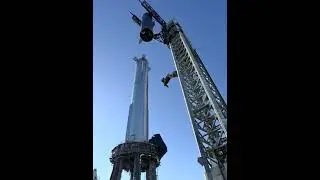 Launch and catch tower stacking Starship at Starbase