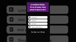 A resident drinks 10 oz of water. How much is that in mL? #Shorts  #CNATestPrep