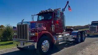 Trucks leaving the Big Apple Truck Show in Wrentham MA