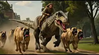 When your ride is a dinosaur and your security is BIG dogs.&rdquo; 🦖🐕🔥