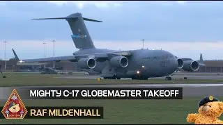 MIGHTY C-17 GLOBEMASTER 436TH AIRLIFT WING FROM DOVER AFB TAKE OFF • US AIR FORCE RAF MILDENHALL